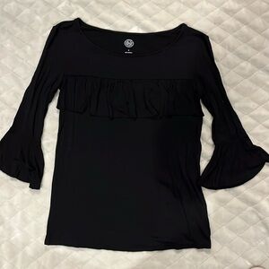Black ruffled detail top